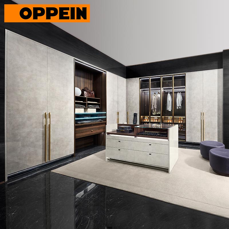OPPEIN High End современный дизайн большой деревянный прогулочный в встроенный гардероб