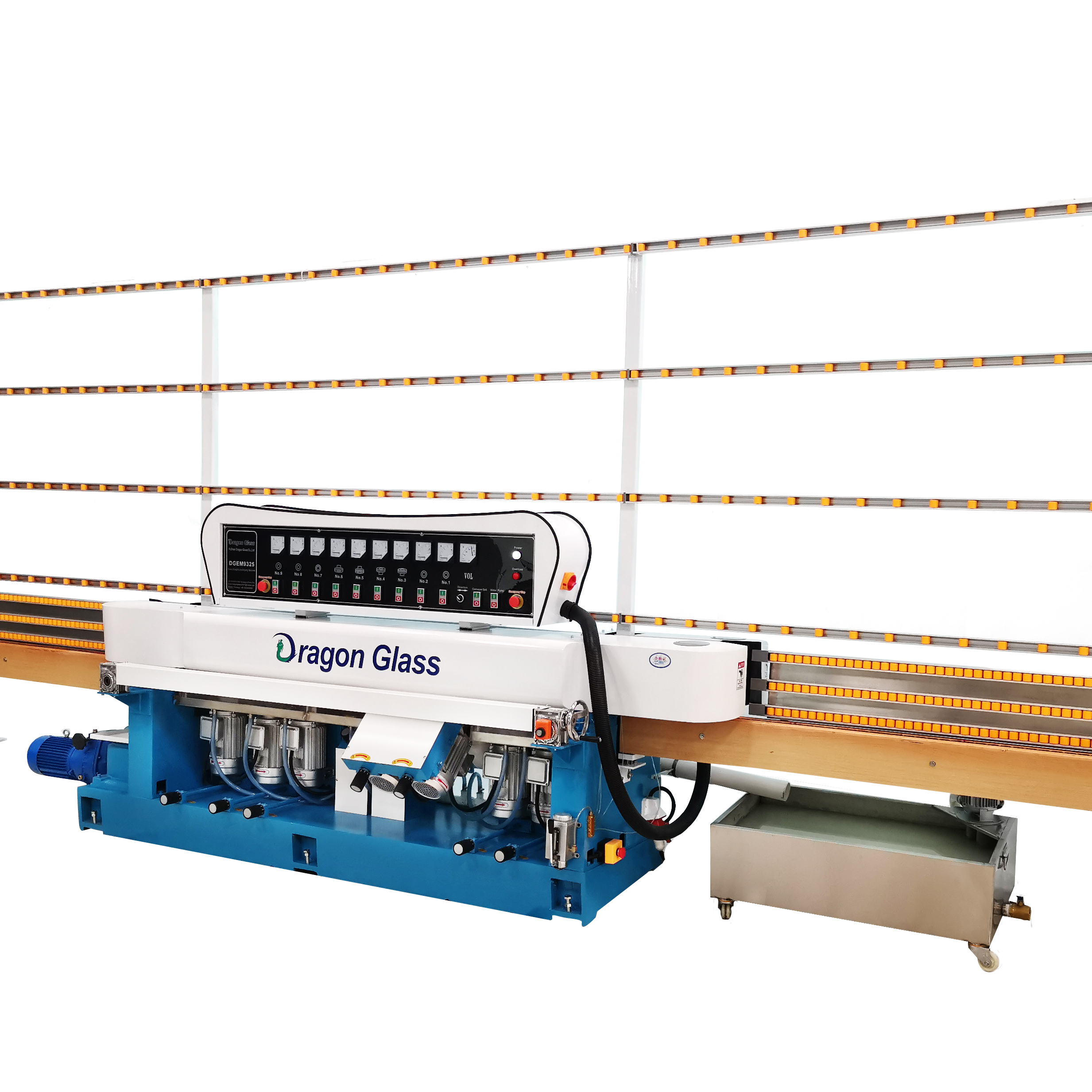 9 motors Glass straight-line edge polishing machine for flat glass