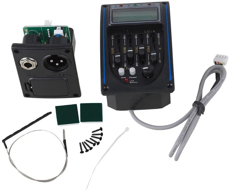 4 Band Guitar EQ LC-4 Pre-Amp Equalizer ROHS Acoustic Guitar Pickups with LCD Tuner