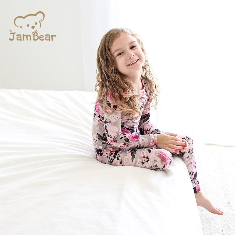 JamBear Organic Baby autumn clothes suit Printed Baby Jumpsuit Long Sleeve Pajamas Kid's Holiday Printed 2-Piece Pajama Set
