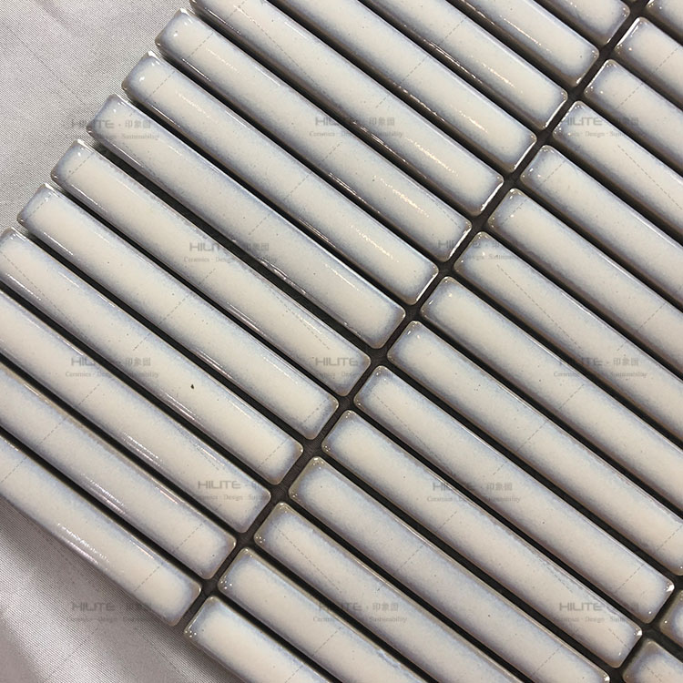 High Quality 282*322mm Long Strip Glossy Glazed Porcelain Crystal Finger Mosaic Tile
