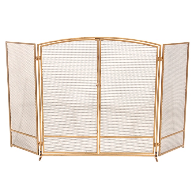 Latest Design Mesh 3 Panel Black Heavy Duty Fireplace Screen Safety Fire Place Fence Spark Guard Cover