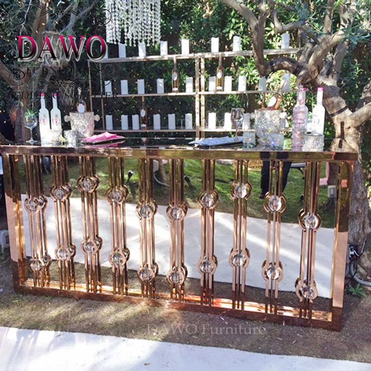 Luxury design glass top stainless steel metal bar table