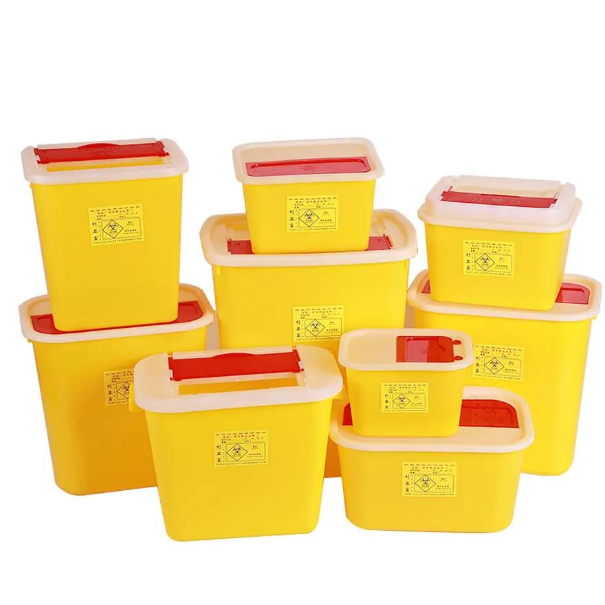 Disposable plastic Biohazard sharps bin manufacture medical waste container for Lab