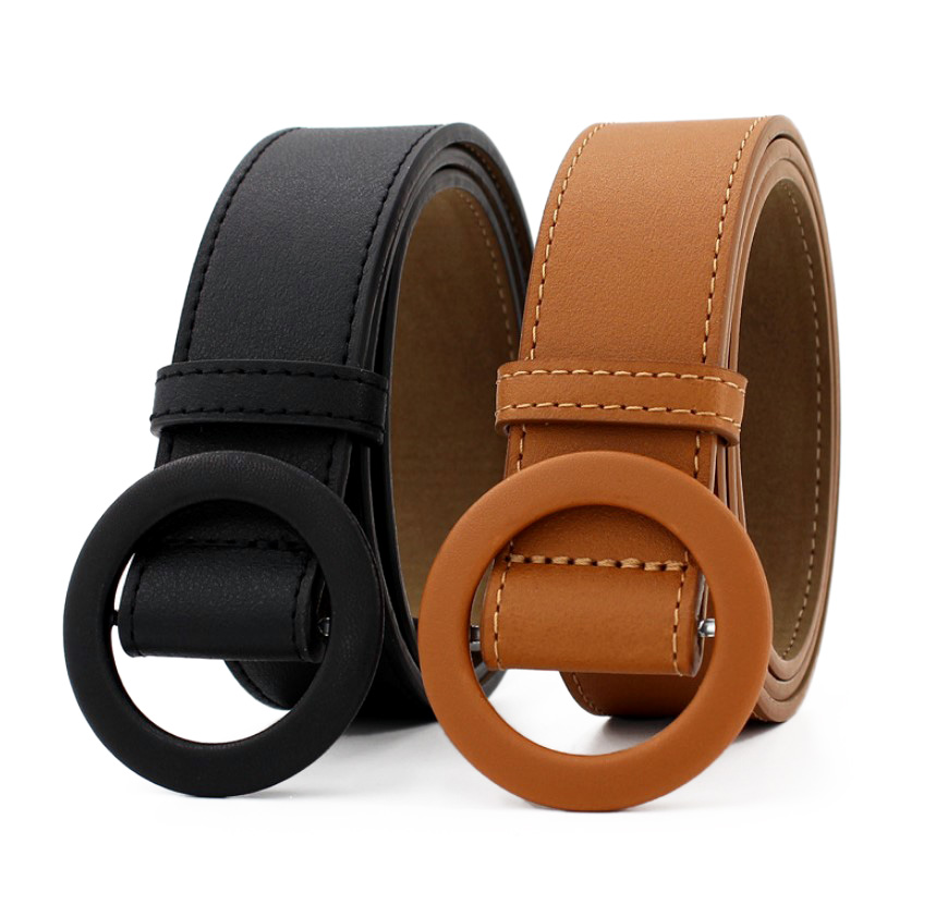 Custom Cheap Casual Jeans Wholesale Women's PU Leather Belt with Adjustable Coated Buckle