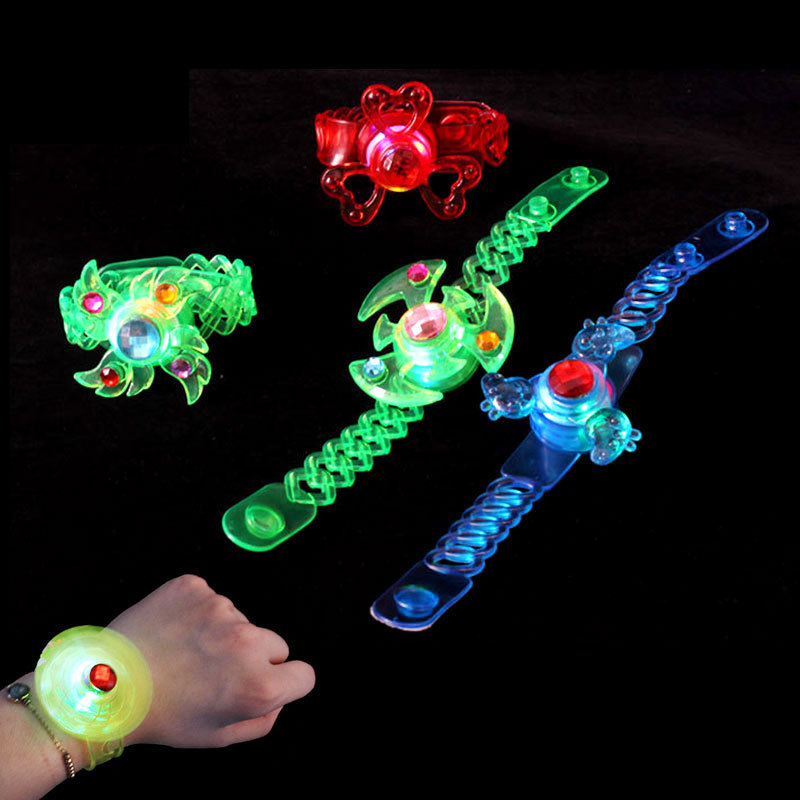 Custom Kids Led Spinning Toy Light Bracelet Led Wrist Band Children Party Gift Children Cartoon Led Slap Bracelet