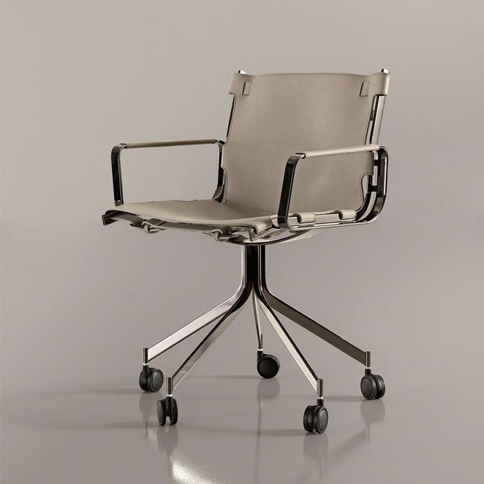 stainless steel leisure saddle leather chair light luxury office chair home minimalist personality industrial style swivel chair