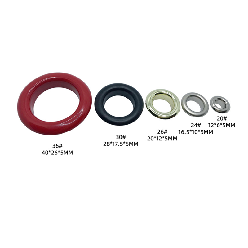 Custom laser logo colors banner zinc alloy metal eyelets curtain rings with logo for jeans shoe