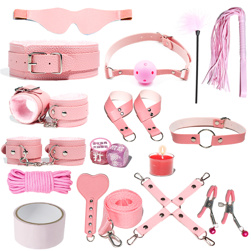 R Popular Erotic Sex 16Pcs SM Game Play BDSM Slave Set Kits Bondage Sex Toys
