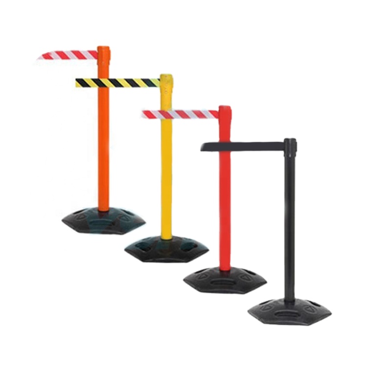 Stable Rubber Base PVC Crowd Control Stanchion With Retractable Belt Barrier