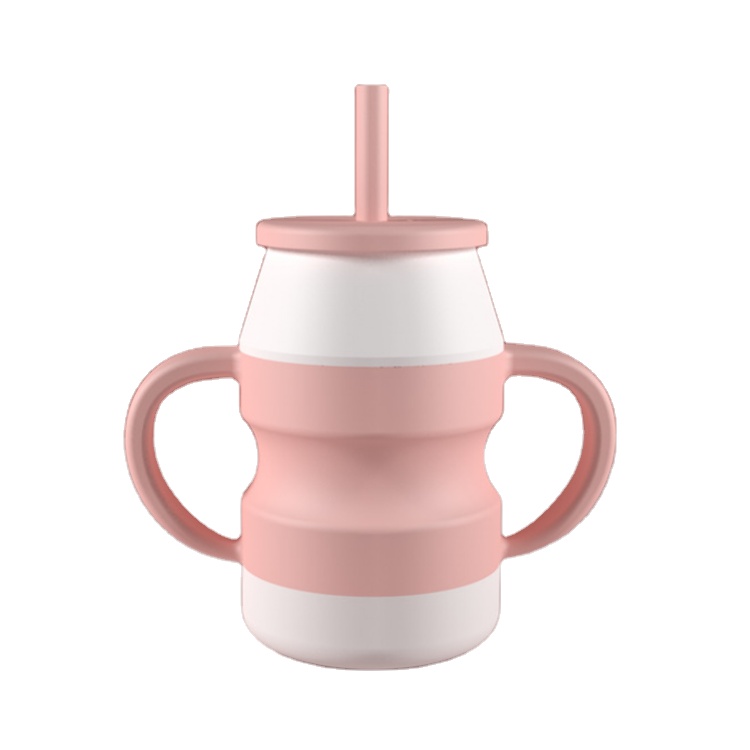 2021 creative children's double handle drip proof and fall proof silicone water cup