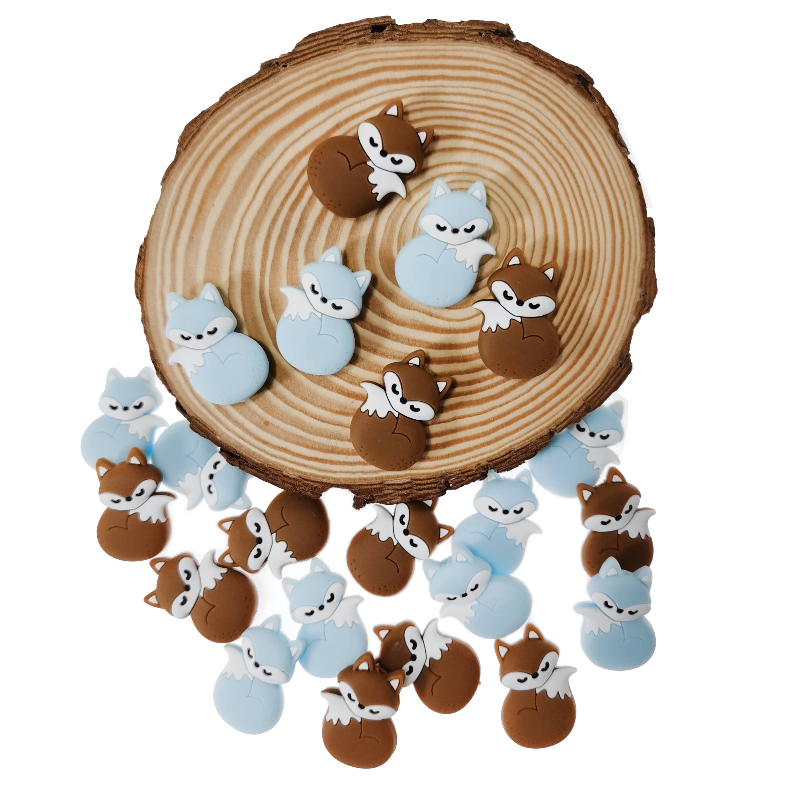 Hot Sale Eco Friendly Soft Fox Shape Toy Making Baby Chew Other Loose Animal Silicone Focal Beads For Pens