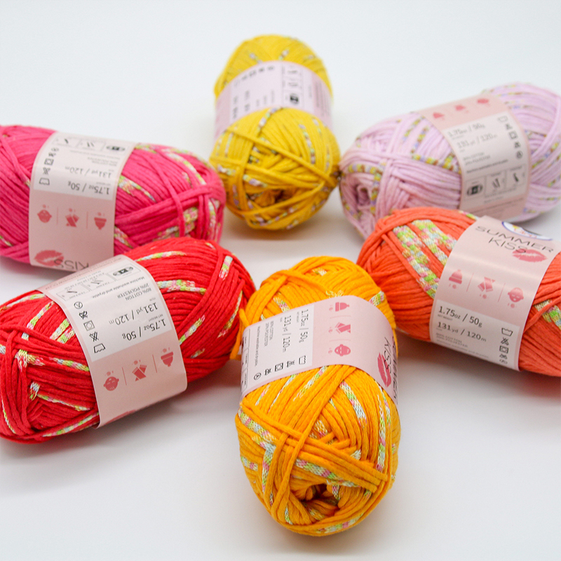 ZENGLONG 50g DIY crochet 80% cotton 20% polyester blended belt yarns fabric colorful tape yarn to hand knitting scarf hat