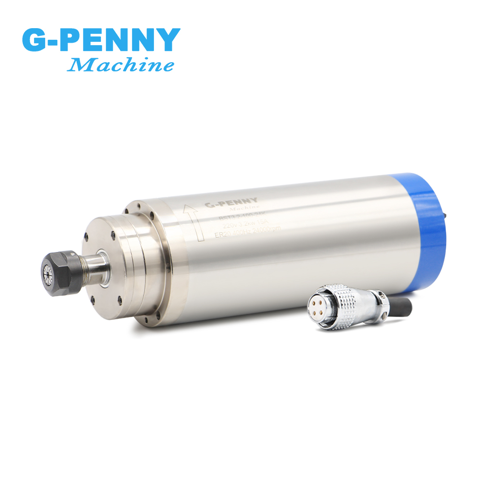 3.2kw ER20 с водяным охлаждением шпинделя 220v/380v деревообрабатывающий фрезерный Шпиндельный Мотор 4 шт шаровых подшипников Диаметр 100 мм * 250 мм 24000 об/мин 400 Гц