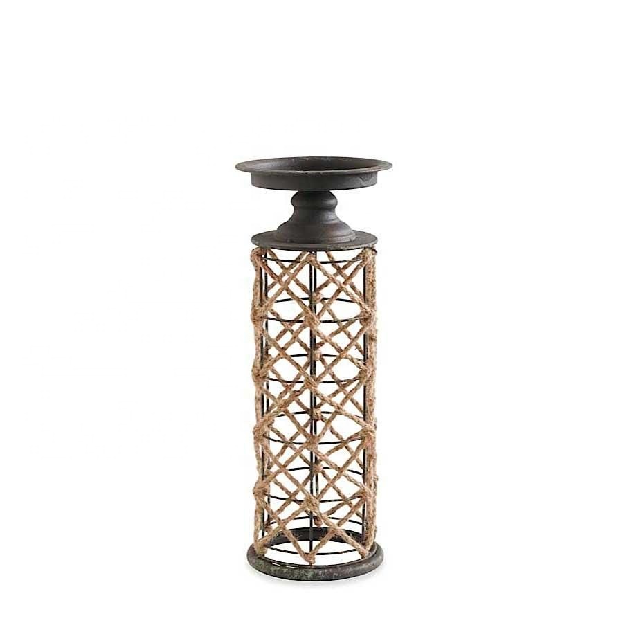 Home Decor Iron & Roper Pillar Candle Holder for Christmas