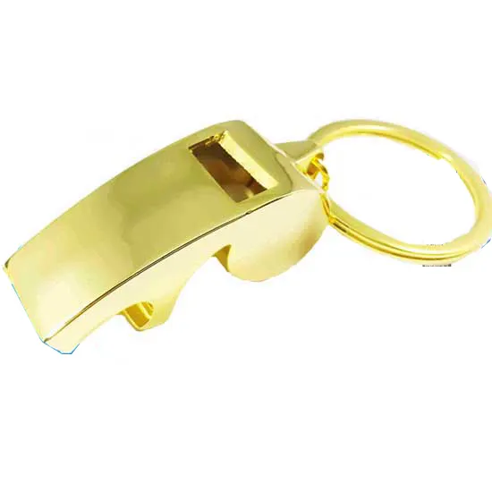 High quality deluxe Gold color metal whistle with bottle opener tool key chain for sport gift