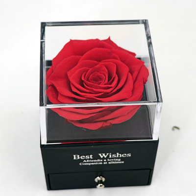 Acrylic Preserved Flower Valentine's Day Gift Jewelry Cosmetic Gift Box