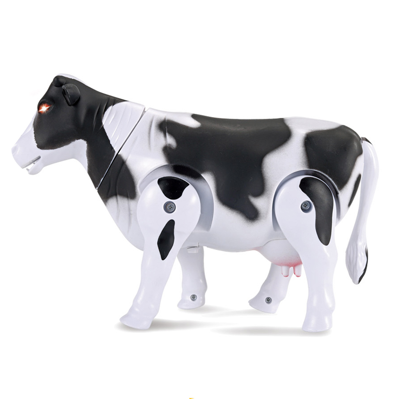 Funny B/O electric baby plastic toy milk cow for kids with light music