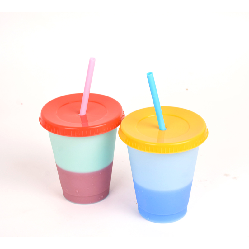 Customized Logo 16oz Reusable BPA FREE Plastic Cold Confetti Color Change Cup