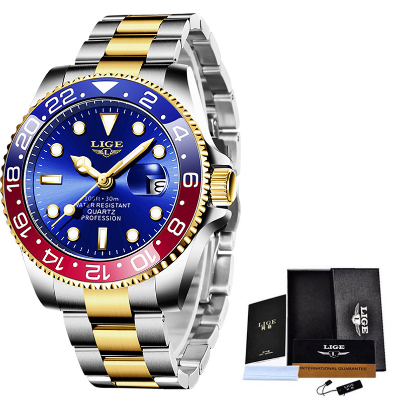 New Hot High End Stainless Steel Straps Luxury Luminous 3 ATM Waterproof Unique Custom Mens Quartz watches With Date Calender