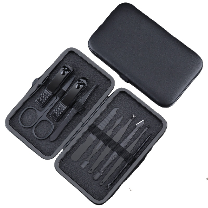 Black Color 18 16 12 10 7pcs Nail Clipper Set Manicure & Pedicure Set Kit Finger Foot Care Set Gift