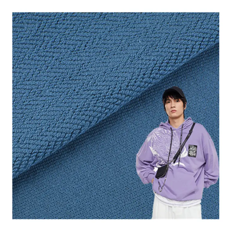 Stock High Quality 32s Comb Thick 100%Cotton French Terry Fabric 370gsm knit fabric Soft Hoodies