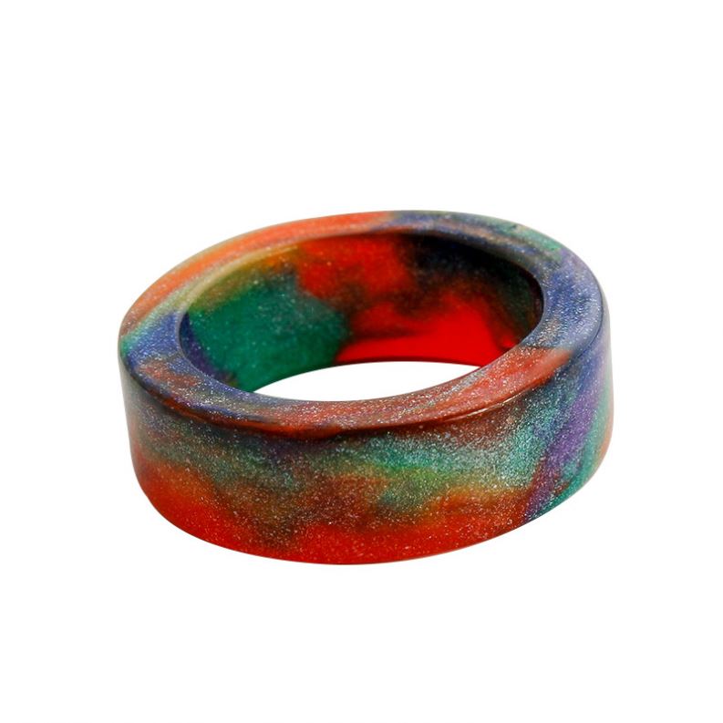 2021 Newest Colorful Glitter Powder Finger Ring Multicolor Acrylic Milky Way Finger Ring For Girls