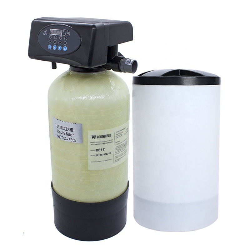 Small household water softener with cover and automatic softener control valve water softener for bathroom