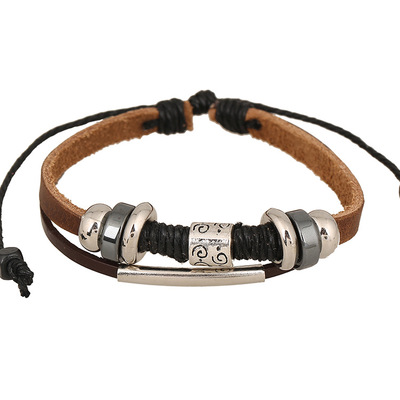 Cheap Wholesale Latest Leather Rope 2 Layer Bracelet