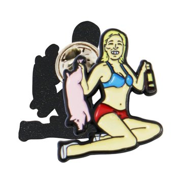 China Manufacturer Custom Made Bulk Wholesale Drunk Women And Pig Charms Sets Hard Enamel Lapel Pin