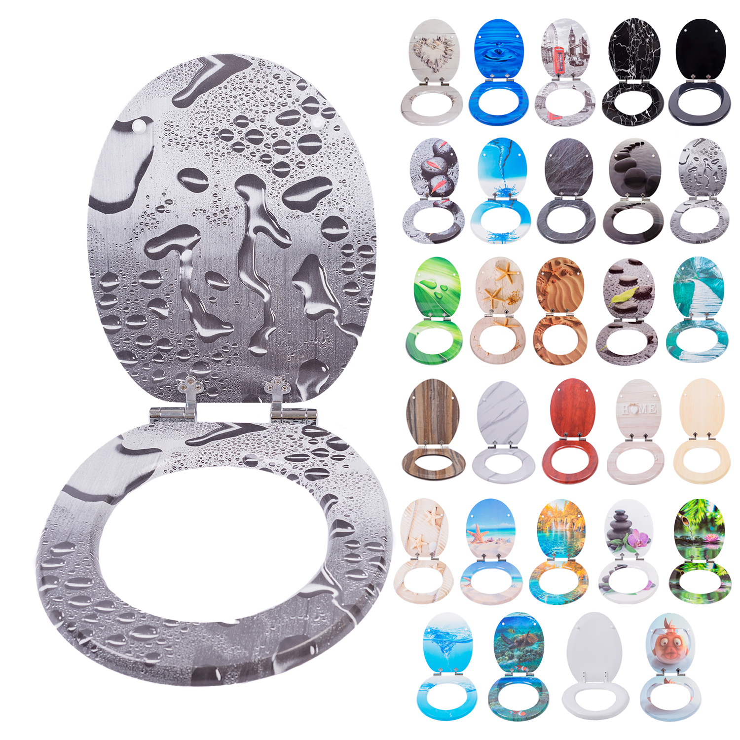 Серый капли воды WC Deckel abattant Туалет семейная toiletseat крышка для унитаза