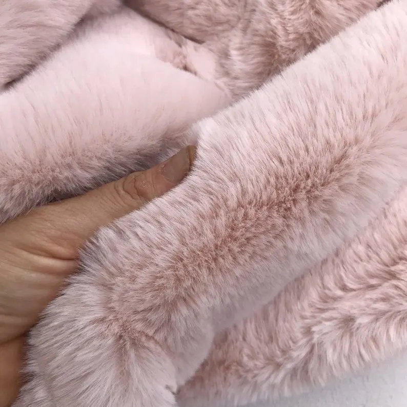 soft cozy pink faux rabbit fur plate, fur rabbit