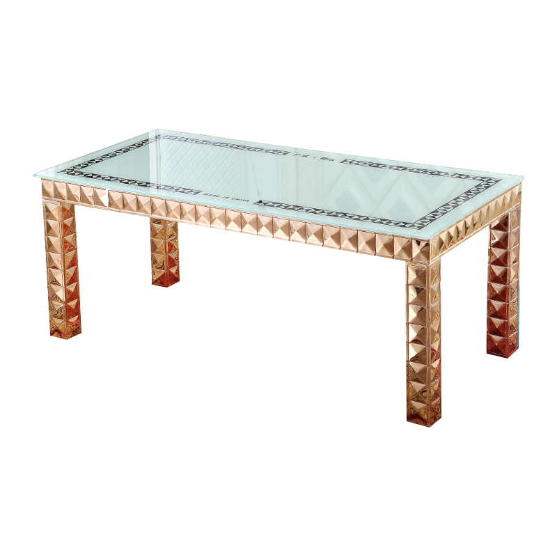Wholesale Stainless Steel Gold Glass Top Hotel Event Dining Banquet Restaurant Leisure Dessert Table for Wedding