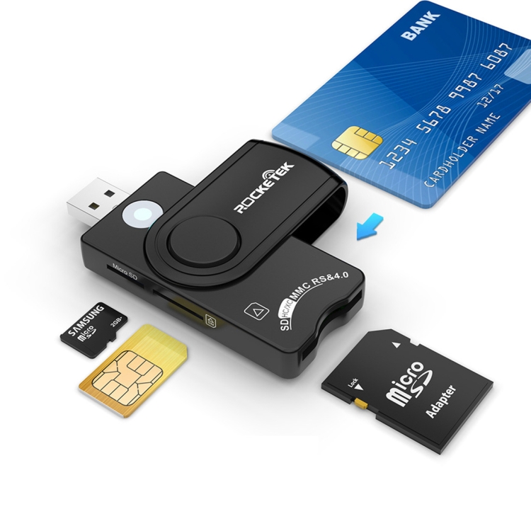 ROCKETEK CR310 USB 3,0 считыватель сим-карт многофункциональный считыватель смарт-карт