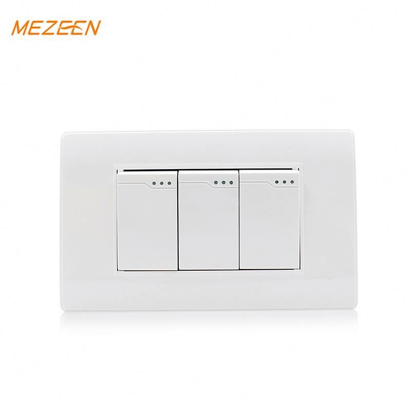 3 Gang Light Switch 250V 10A South American Standard Wall Electric Switch Socket