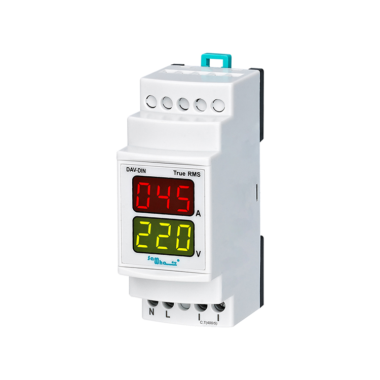 Цифровой Amper Samwha-Dsp DAV-DIN-250/5 и измеритель напряжения переменного тока