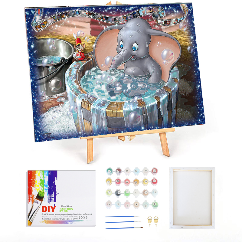DIY Acrylic Painting for Adults and Kids with Paints Brushes Colorful Elephant Paint by Numbers Kits