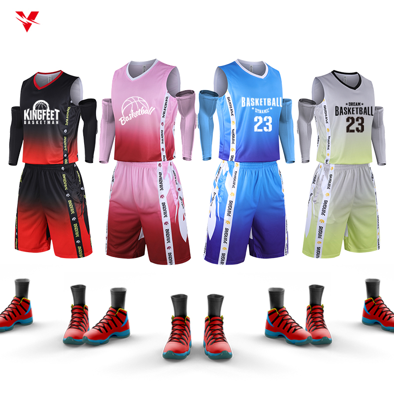 Custom Blank Team Training Basketball Wear Uniforms Mens Basketball Jersey Sets Personalized Gradient Color Latest Fashion
