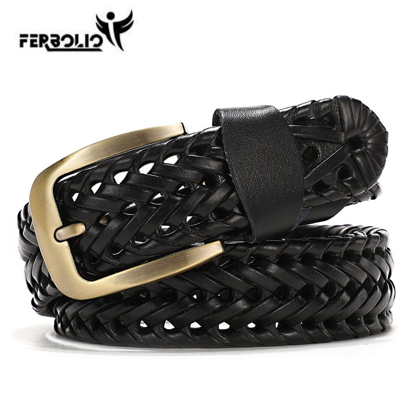 Ремень FERBOLIO, пояс для мужчин, джинсовый ремень, плетеный ремень