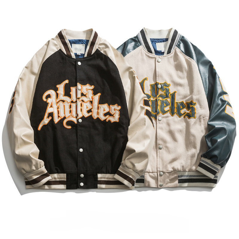 Custom jackets Embroidery Patched Logo Letterman Varsity Men Baseball Jackets With Leather Sleeves