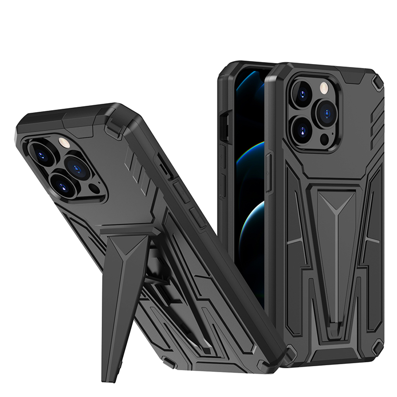 New Tpu+Pc Hybrid Shockproof Cover with Hidden Magnetic Kickstand Phone Case for iPhone 13 Pro Max