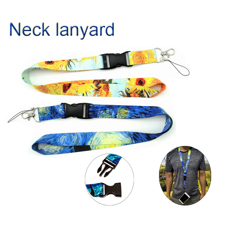 Van Gogh Neck Lanyard Keys ID Holder Strap Cell Phones Cameras Bags Accessories Detachable Lanyards with Quick Release Buckle