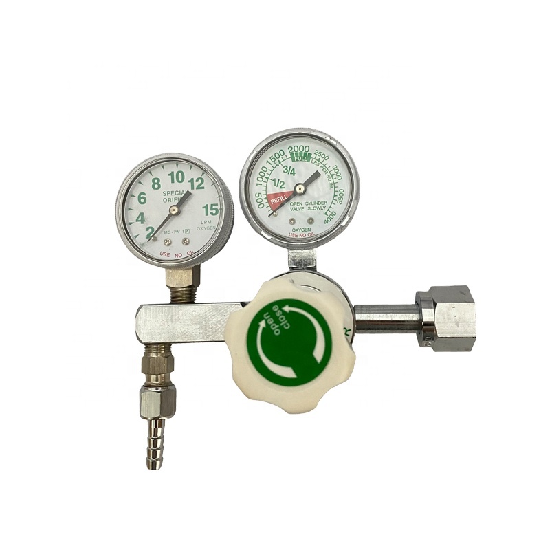Hot Sale Dual Flow Gauge Digital Medical Oxygen Cylinder Regulator with Flowmeter Available in USA and ISO Colors