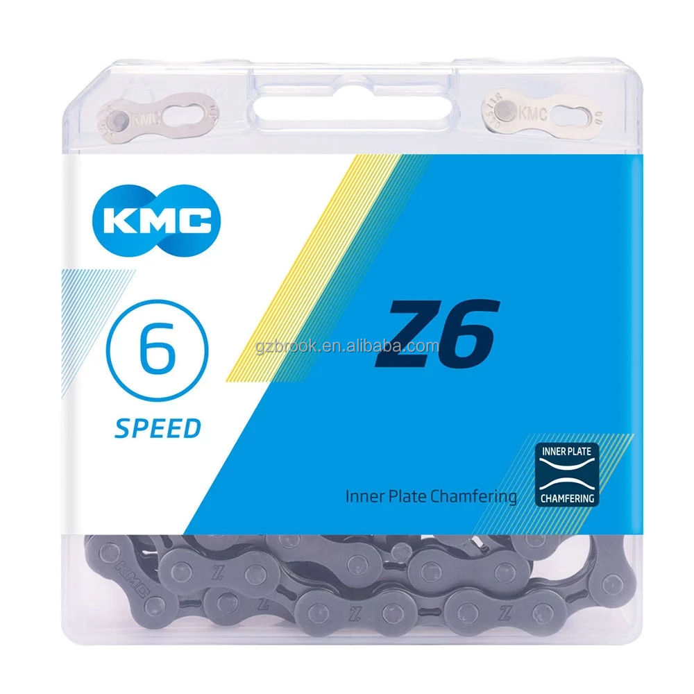 Цепь велосипедная KMC Z6, 6 скоростей, Дорожный/горный велосипед, 1/2 дюйма X 3/32 дюйма, 116 звеньев