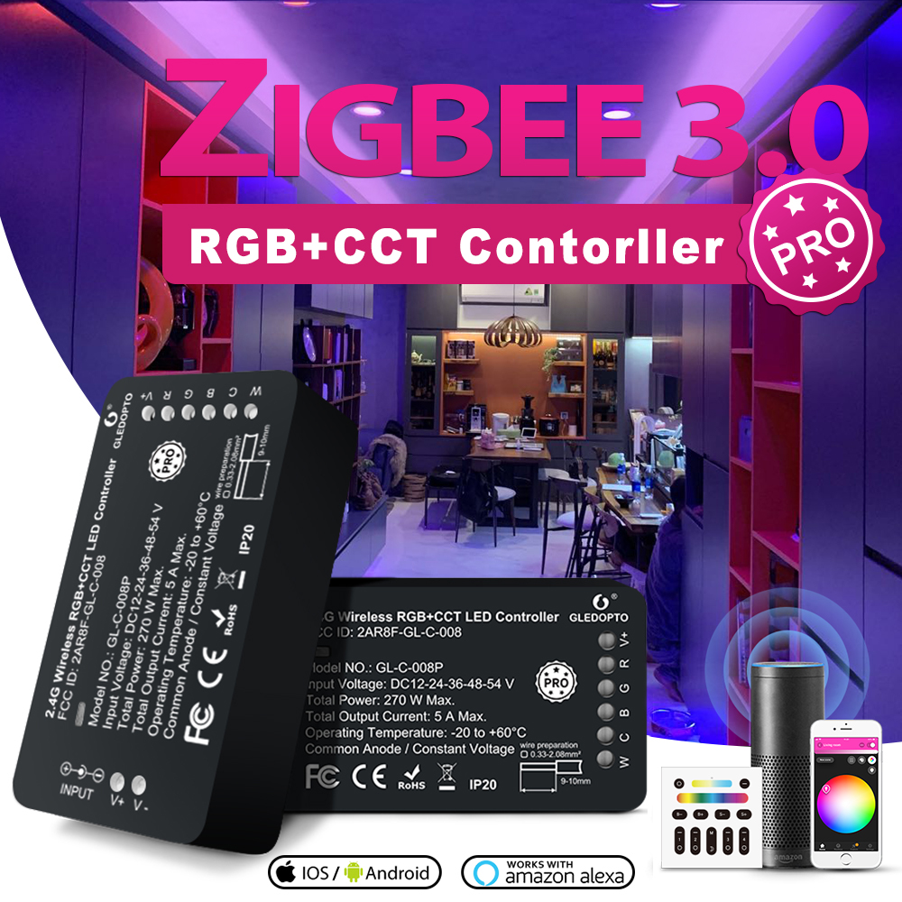 G светодиодный OPTO GL-C-008P LED Wi-Fi контроллер RGB CCT полосы Amazon Alexa Smart Tuya голосового управления через приложение для Android/IOS DC12-54V