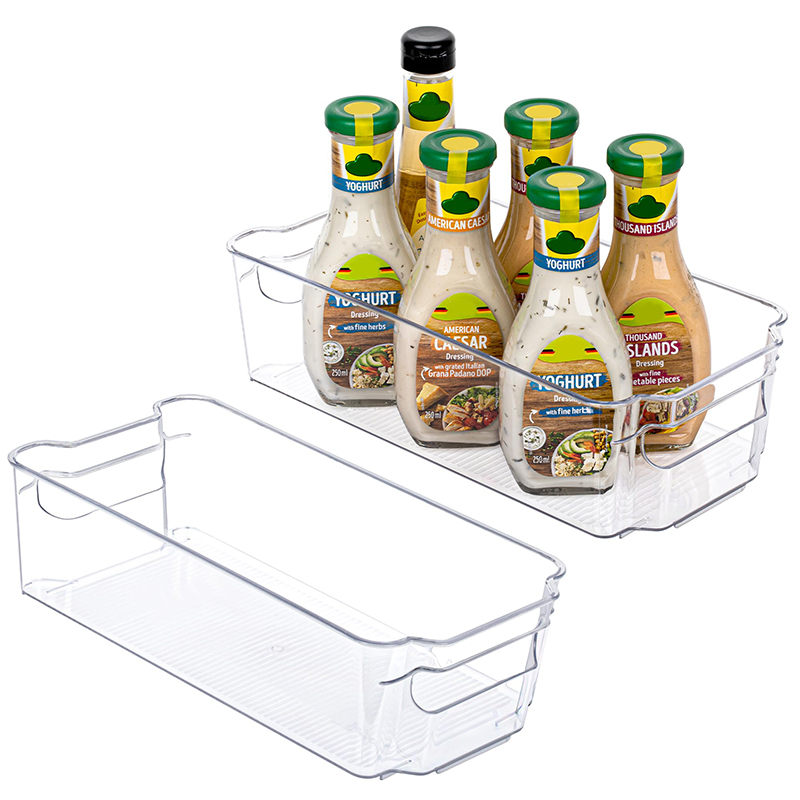 Modern Clear Plastic Storage Bin Rectangle Refrigerator Organizer Bins Home Kitchen Pantry Storage Stackable Rectangular
