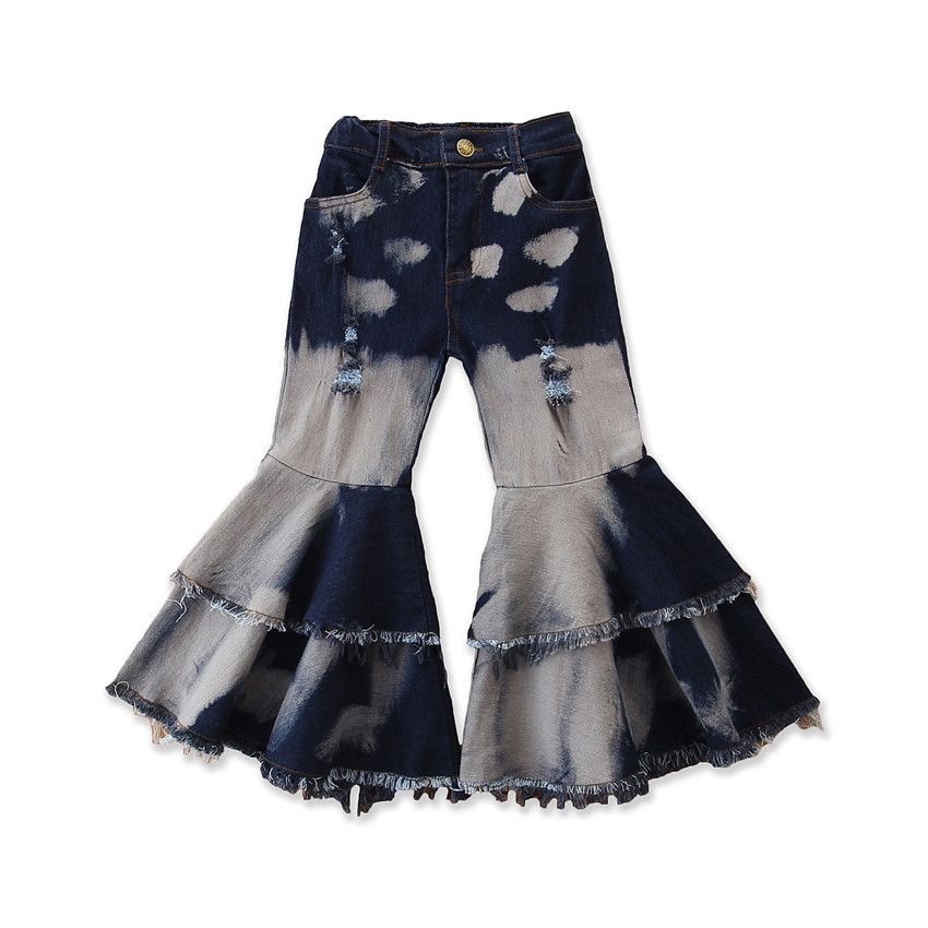 Модные джинсы Boutique с леопардовым принтом для детей, джинсы с галстуком для девочек, повседневные Простые Летние хлопковые брюки для подростков, расклешенные брюки