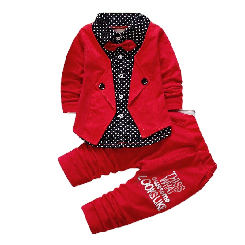 2025 Winter Kids Baby Boys Gentleman Tie Shirt Tops+Long Pants Formal Party Boy Clothing Sets