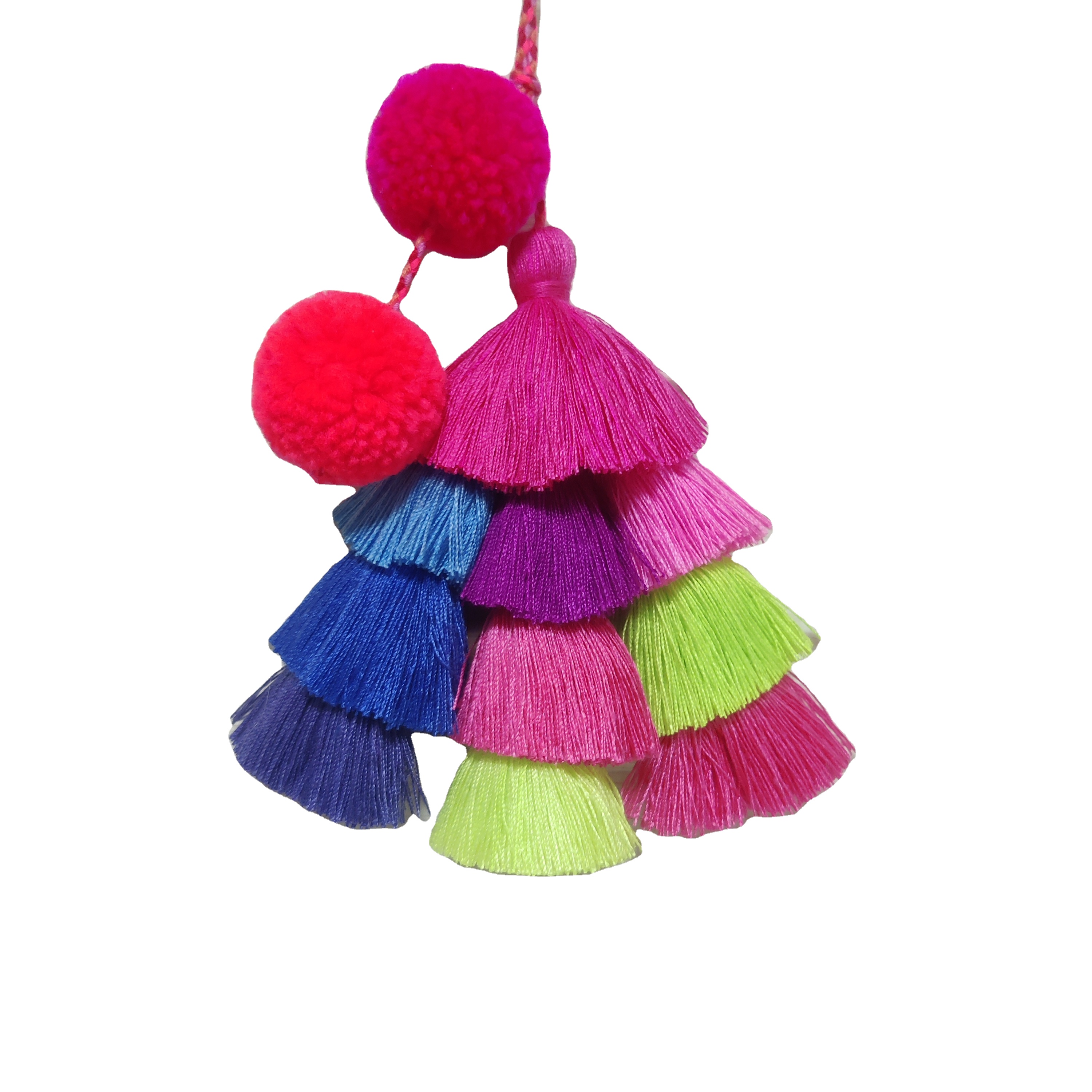 Hot sale colorful handmade pom pom tassel for bag decoration
