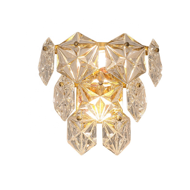 Vintage modern luxury crystal brass night reading wall lighting fixtures gold bedroom sconces mounted nordic decor wall lamps